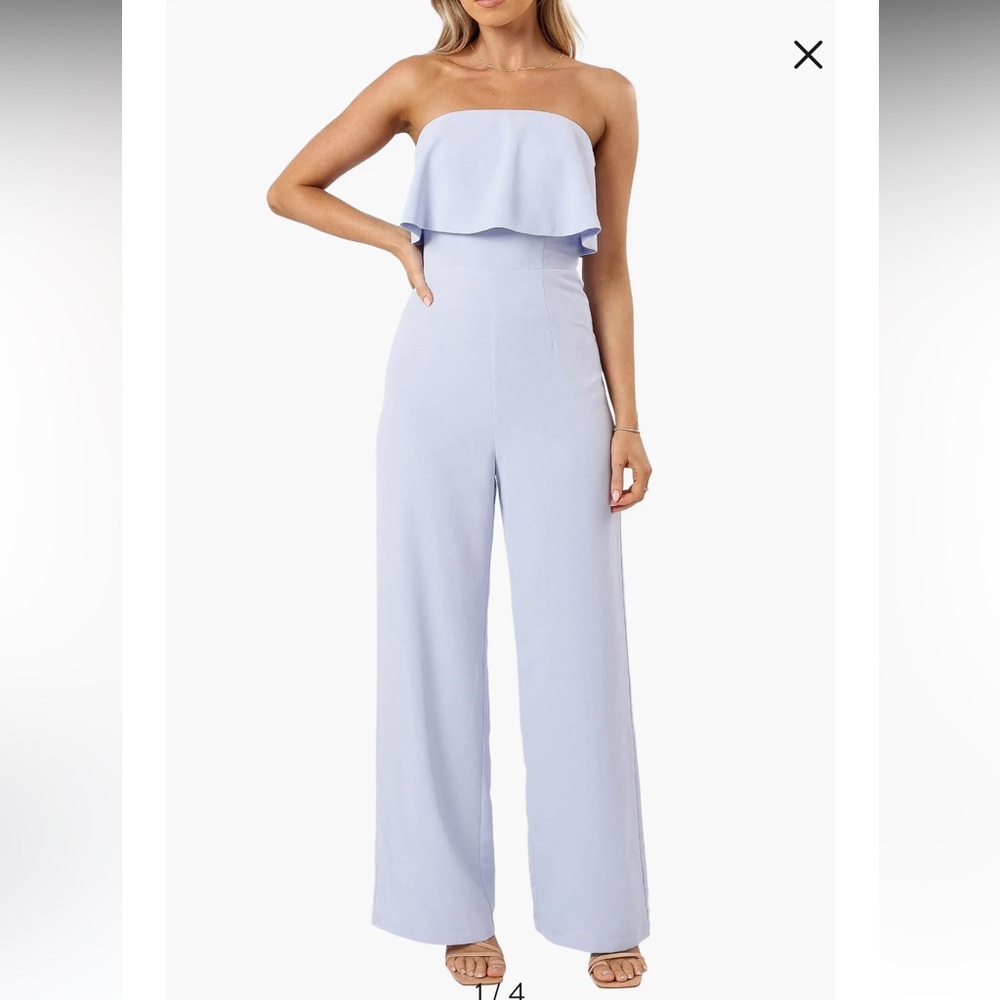 Petal & Pup Light Blue Strapless Jumpsuit